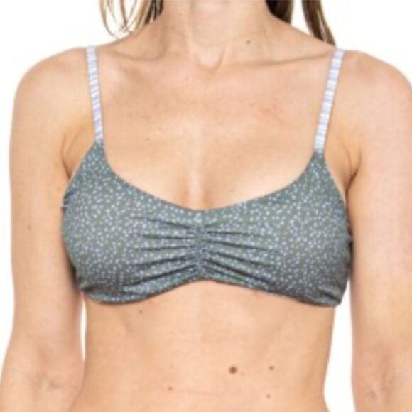 prAna XS Jess Gemma Reversible Swim Bikini Set Spotted Green Blue Yellow Stripe - Picture 4 of 17